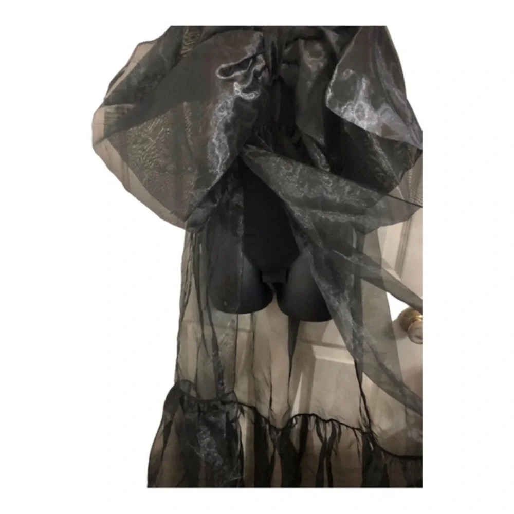 Free People intimately black Someone Say Bows Bodysuit sheer Maxi‎ dress size XS